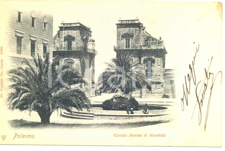 1907 PALERMO Cavallo marino di MARABITTI *Cartolina postale FP VG