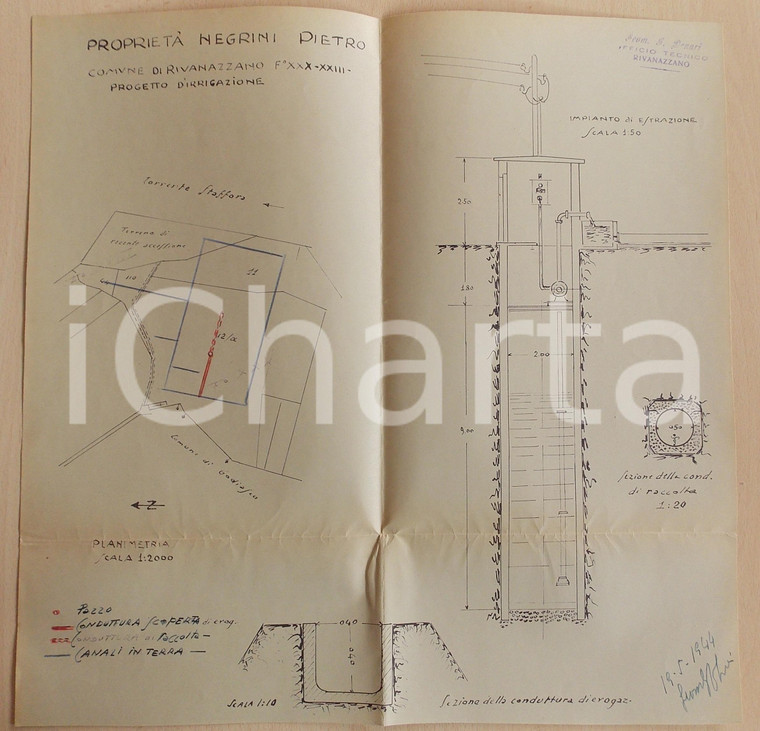 1944 RIVANAZZANO TERME Proprietà Pietro NEGRINI - Progetto irrigazione S. DENARI