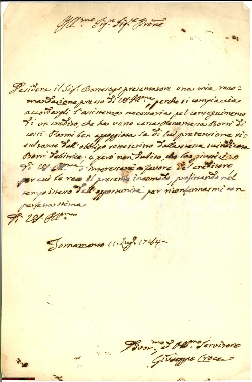 1784 TERNAVASSO (TO) appello per credito BARTASAGO