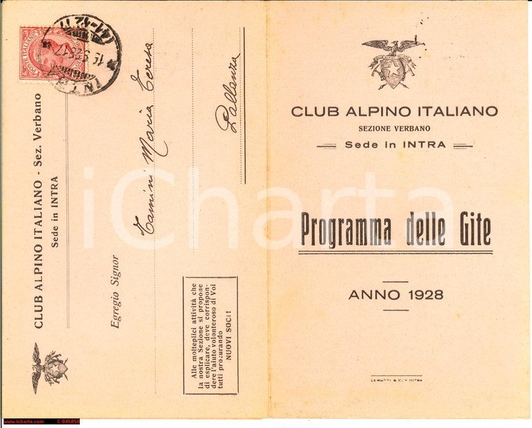 1928 CAI INTRA (VB) Programma gite Maria Teresa TAMINI