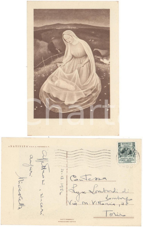 1952 Cartolina Nicoletta ROSSI DI MONTELERA Autografo