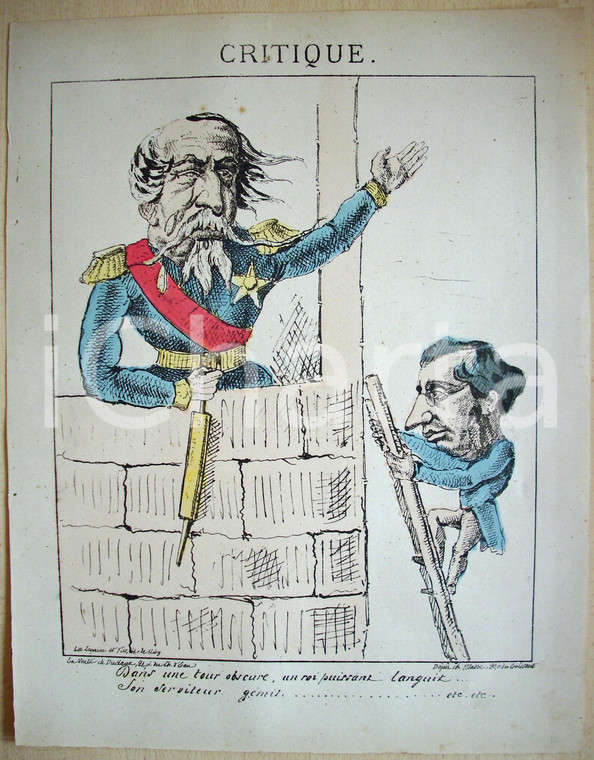 1871 caricatura NAPOLEONE III in prigione sulla torre