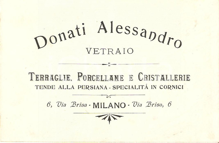 1909 MILANO vetraio Alessandro DONATI biglietto