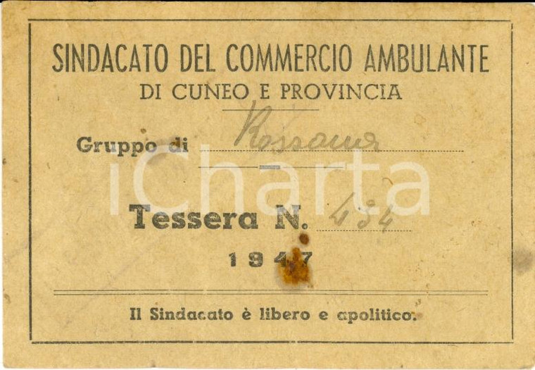 1947 ROSSANA CN Sindac. Domenico BARBERO fruttivendolo