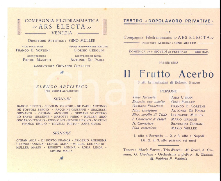 1927 VENEZIA Compagnia ARS ELECTA - Il frutto acerbo *Gino MULLER