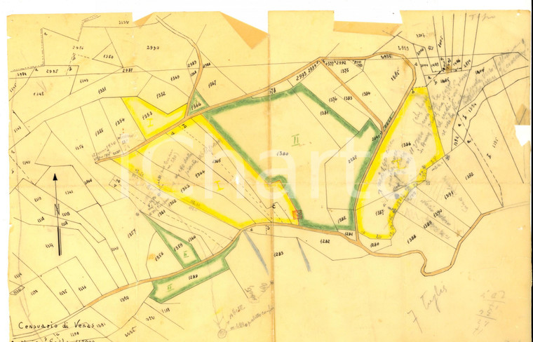 1930 ca VENAS DI CADORE (BL) Lottizzazione area rurale *Planimetria 30x20 cm