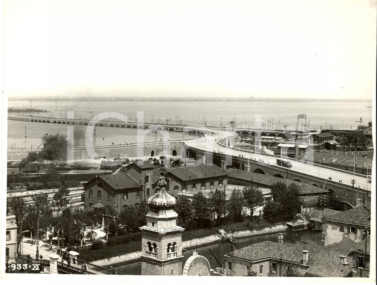 1933 VENEZIA Veduta aerea del Ponte della Libertà FOTO