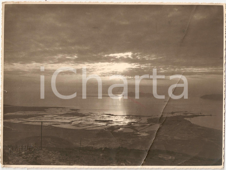 1937 TRAPANI Saline e tramonto sulle isole EGADI Fotografia