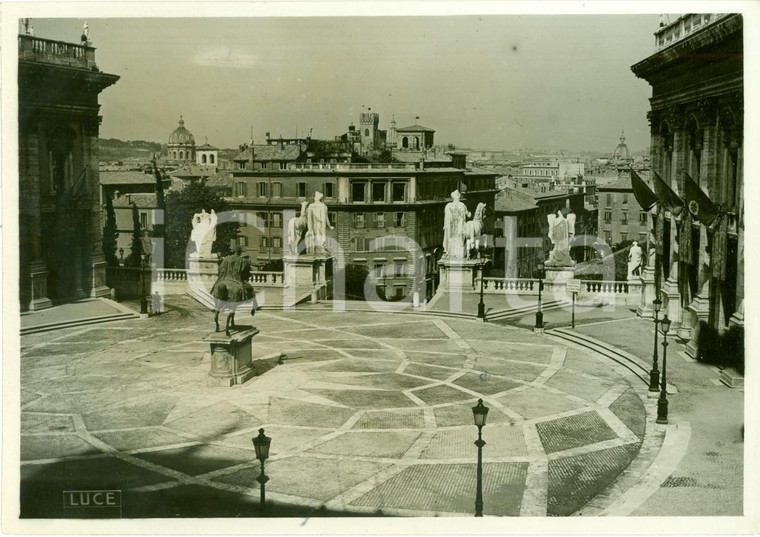 1940 ROMA Nuova pavimentazione Piazza del CAMPIDOGLIO *Vera fotografia