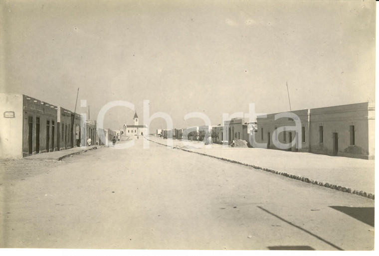 1940 ca PORTO BARDIA (LIBIA) Veduta di via ROMA *Fotografia 18x13 cm