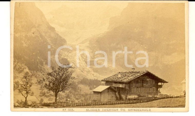 1870 ca GRINDELWALD (SUISSE) Glacier inférieur *Photo GARCIN 10x6 cm