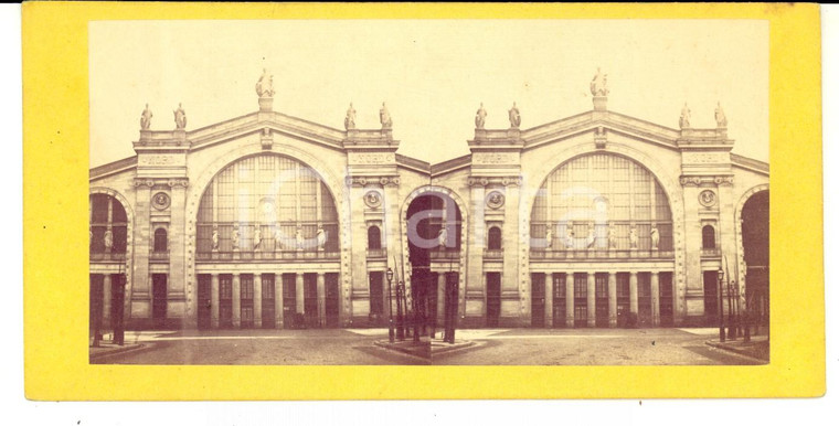 1890 ca PARIS (FRANCE) Facciata della GARE DU NORD *Foto stereoscopica