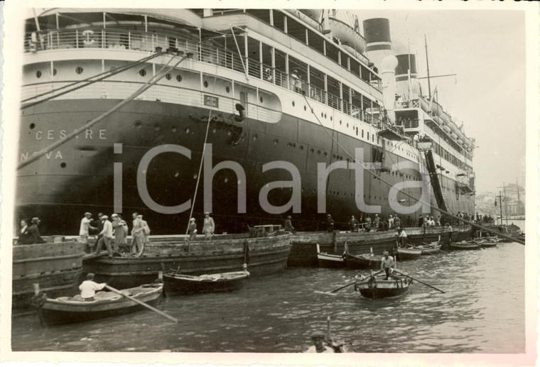 1933 PALERMO Crociera Nave GIULIO CESARE approda al porto *Fotografia