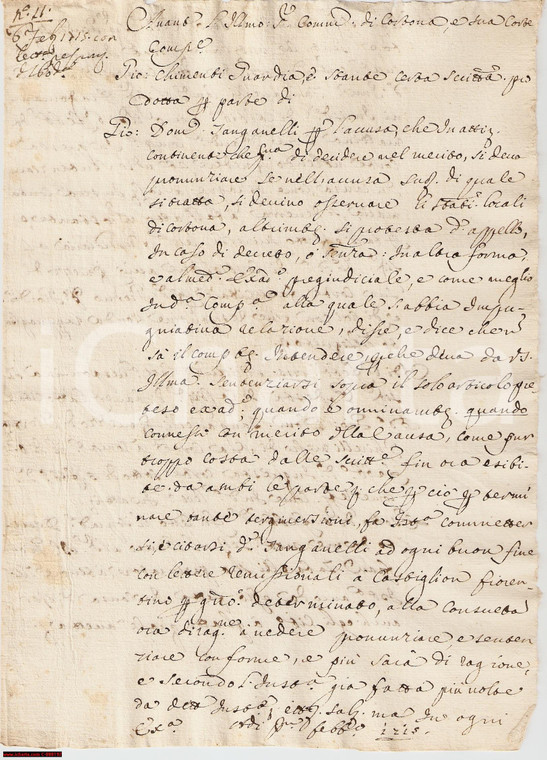 1715 CORTONA AR Giovanni Domenico TANGANELLI a processo