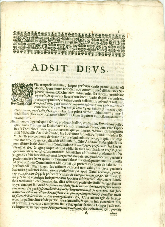 1668 PISA Primogenitura Francesco Maria GRIFONI Commenda SAN PAOLO A RIPA D'ARNO