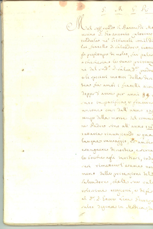 1800 ca PALERMO Lite tra don Giovanni Antonio CULTRERA e il fratello 110 pp.