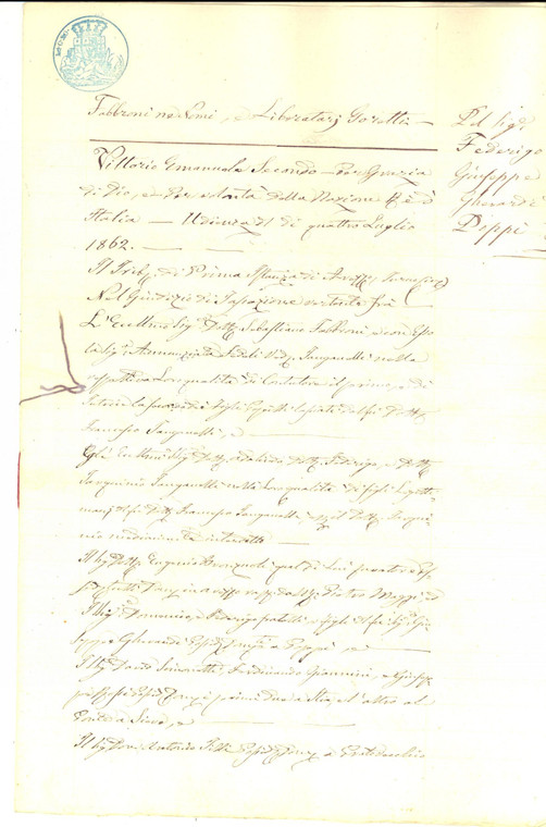 1862 POPPI (AR) Sentenza a favore di Federico e Domenico GHERARDI *Manoscritto