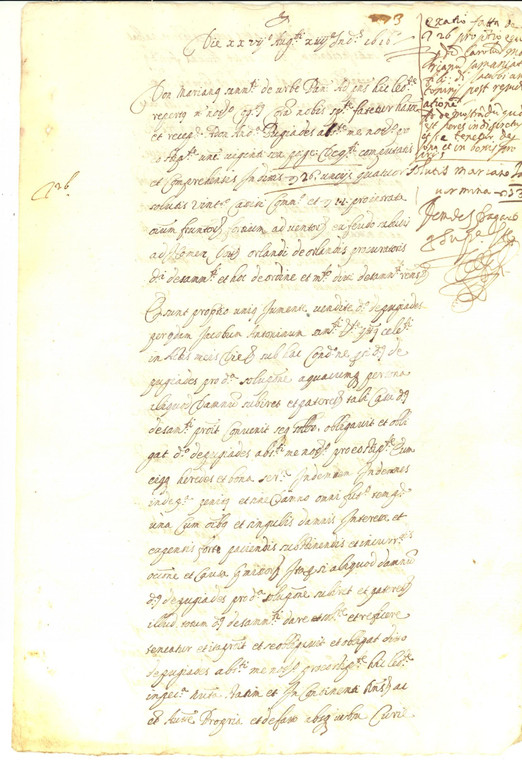 1616 PALERMO Barone Mariano SAMMANIATI riceve saldo del frumento *Manoscritto