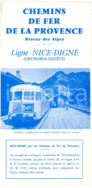 1971 PROVENCE Orari ferroviari linea NICE-DIGNE mappa