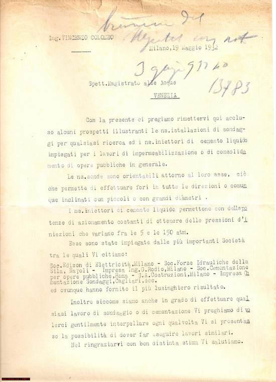 1932 VENEZIA Impermeabilizzazione MAGISTRATO ACQUE