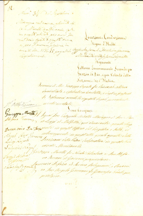 1864 BARLETTA Contratto di affitto predi del soppresso monastero di SANTA LUCIA