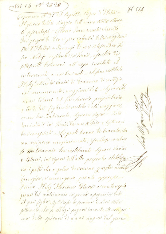 1866 TRANI (BT) Ilarione COLUCCI Nicola VANIA assegnano dote ai figli *Documento