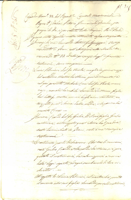 1864 TRANI Contratto di matrimonio e dote Giulio CIARDI e Leonarda DE MICCO