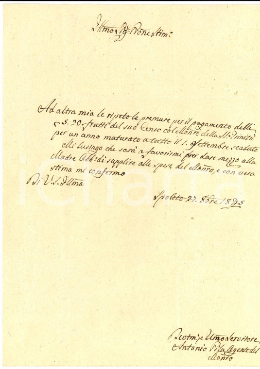 1845 SPOLETO (PG) Censi urgenti monastero SS. TRINITA'