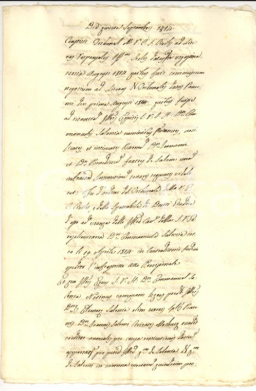 1814 PALERMO Barone Giovanni SALEMI restituisca la dote