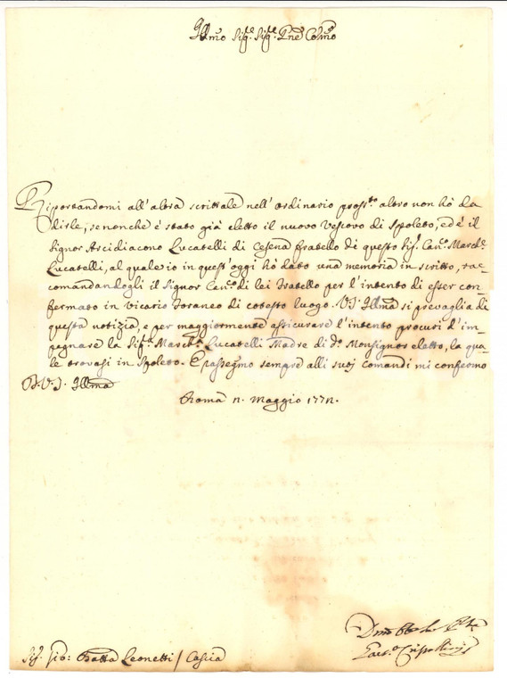 1772 ROMA LUCATELLI nominato vescovo di SPOLETO