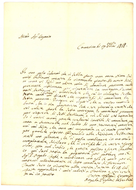 1818 CAMERINO Angela VOGLIA CHERUBINI stima bestiame