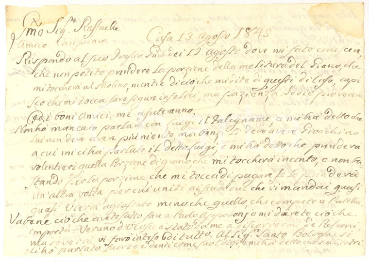 1845 CASCIA PG FRANCESCHINI trova acquirente per grano