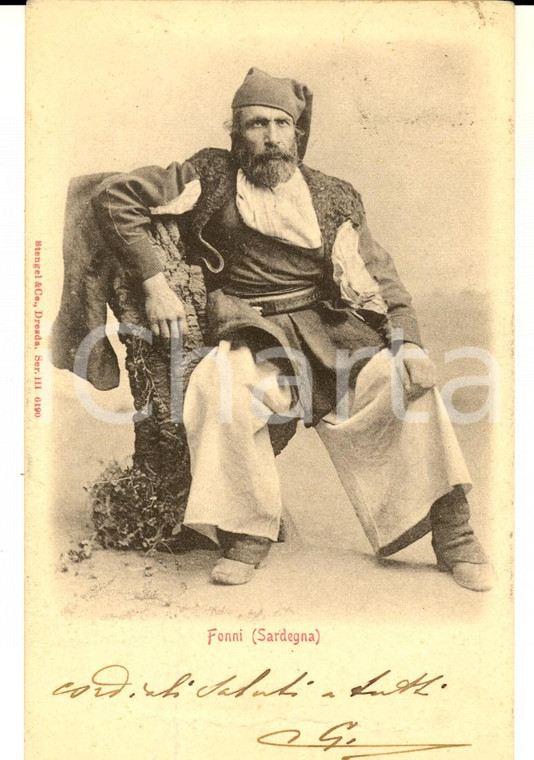 1904 FONNI (NU) COSTUMI SARDI - Ritratto maschile *Cartolina postale FP VG