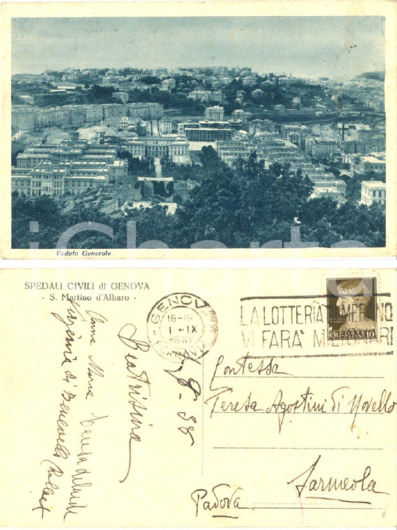 1938 GENOVA San Martino d'Albaro *Cartolina Virginia di BENEVELLO CHALLANT