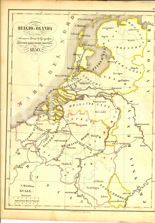 1850 TORINO Fratelli Scuole Cristiane - Atlante - Belgio e Olanda *Tav. 15