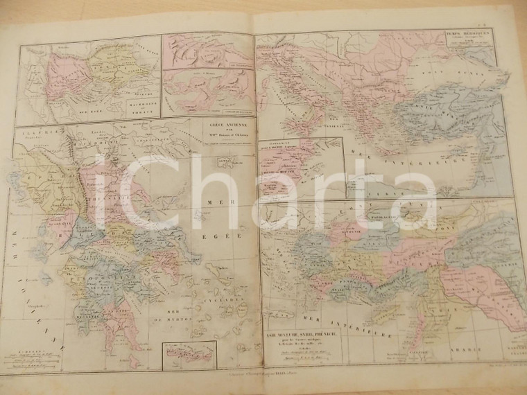 1884 PARIS DRIOUX - LEROY Atlas universel *Grèce et Asie mineure 46x32 cm