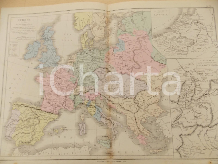 1884 PARIS DRIOUX - LEROY Atlas universel *Europe en 1715 46x32 cm ed. BELIN