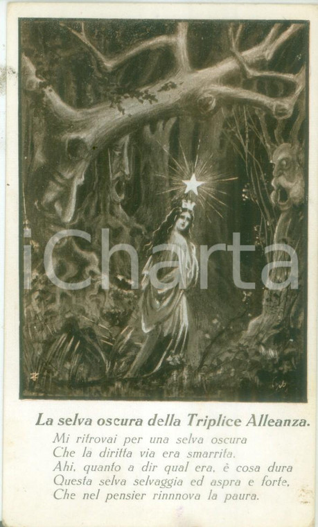 1930 ca GARIBALDI ALL'INFERNO Selva oscura Triplice Alleanza GIBELLI Cartolina