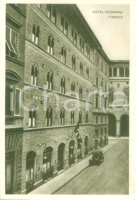 1938 FIRENZE La facciata dell'Hotel Moderno con automobile *Cartolina FG NV