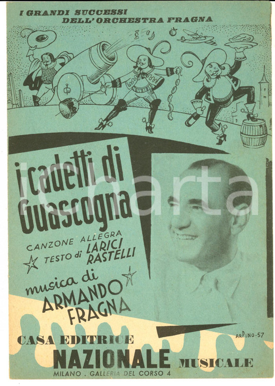 1949 Armando FRAGNA I cadetti di Guascogna - Canzone *Spartito ed. NAZIONALE