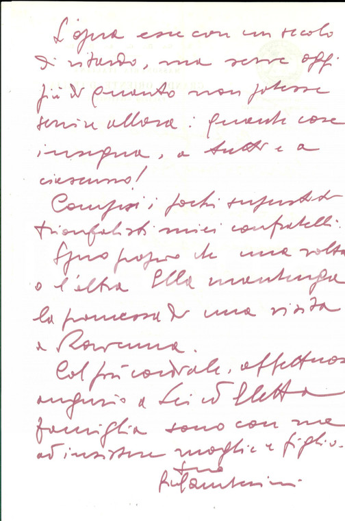 1976 MASSONERIA RAVENNA Giordano GAMBERINI promette recensione *Autografo