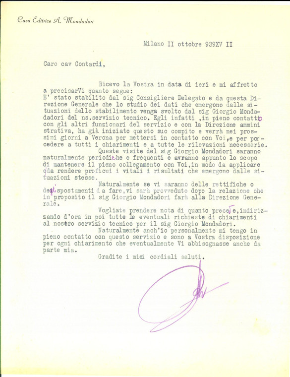 1940 MILANO Casa Editrice MONDADORI - Visite Giorgio MONDADORI allo stabilimento