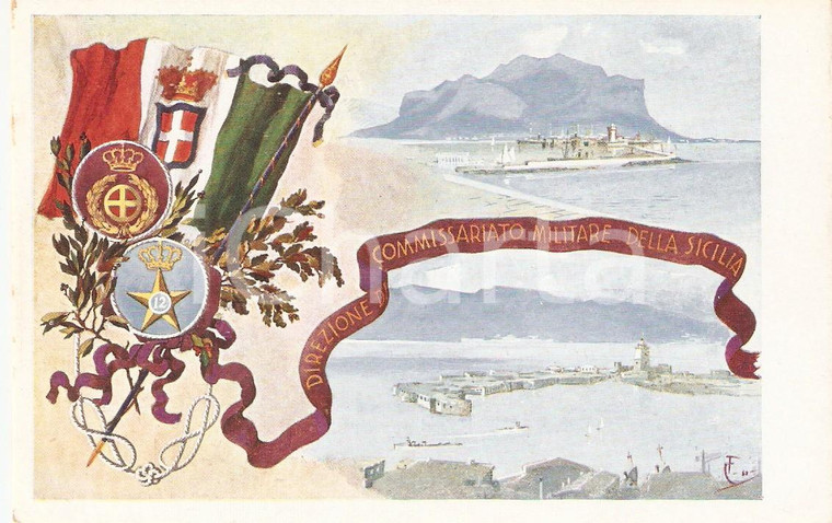 1936 Commissariato Militare SICILIA *Cartolina illustrata F. Carminiani