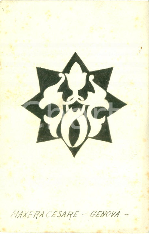 1930 ca GENOVA Illustrazione Cesare MAXERA motivo geometrico per cartolina