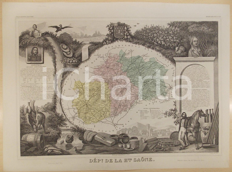 1861 PARIS Atlas National de la France illustré Département de HAUTE SAONE n° 69