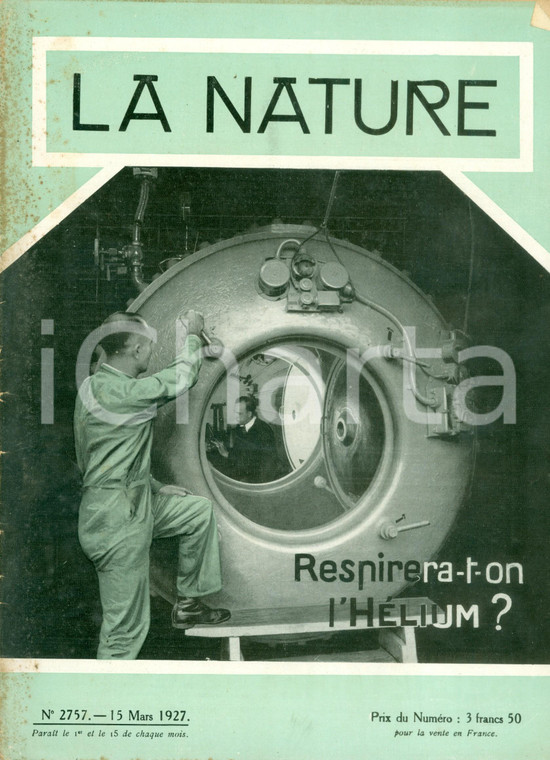 1927 LA NATURE Respirera-t-on l'Hélium pur les travaux dans l'air comprimé?