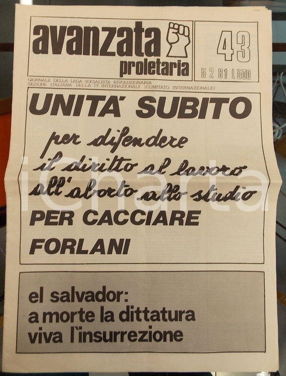 1981 AVANZATA PROLETARIA Difesa diritto al lavoro all'aborto allo studio Rivista