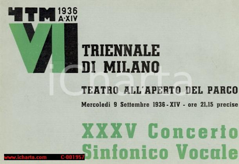 1936 MILANO Maestro Antonino VOTTO XXXV Concerto Sinfonico Vocale *Programma