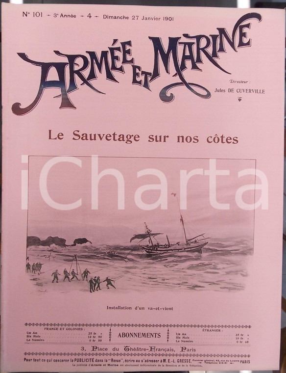 1901 ARMEE ET MARINE Le sauvetage sur nos côtes *Revue année III n° 101