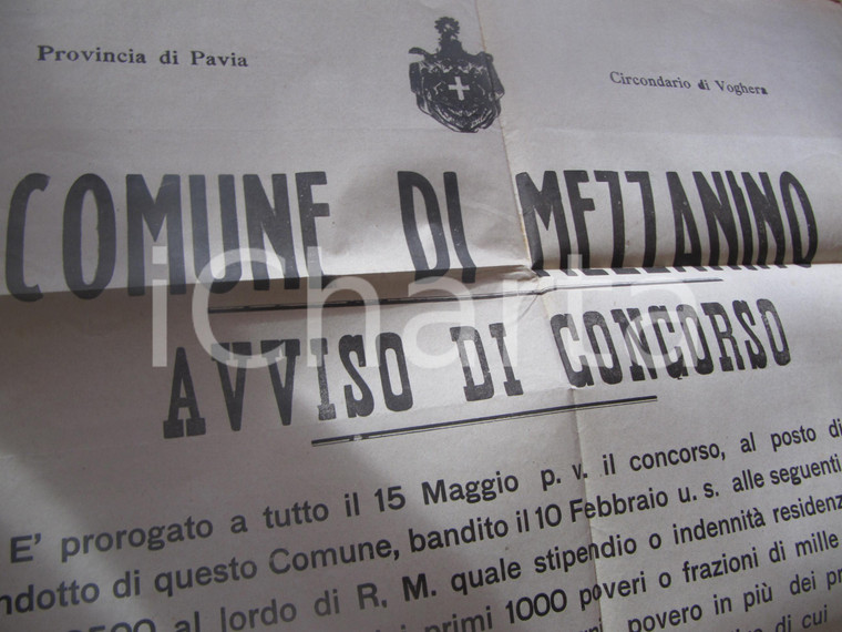 1921 MEZZANINO (PV) Concorso per medico condotto MANIFESTO